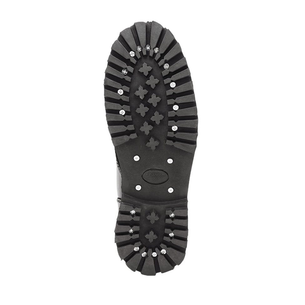 Botas PHANTOM negras de cuero impermeable, 14 ojales y puntera metálica
