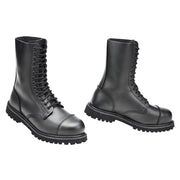 Botas PHANTOM negras de cuero impermeable, 14 ojales y puntera metálica