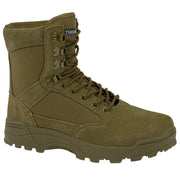 Botas tácticas verdes 9 ojales, empeine de cuero y nylon, aislamiento Thinsulate y suela de goma antideslizante