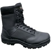 Botas tácticas negras TACTICAL 9 ojales, cuero y nylon, suela antideslizante