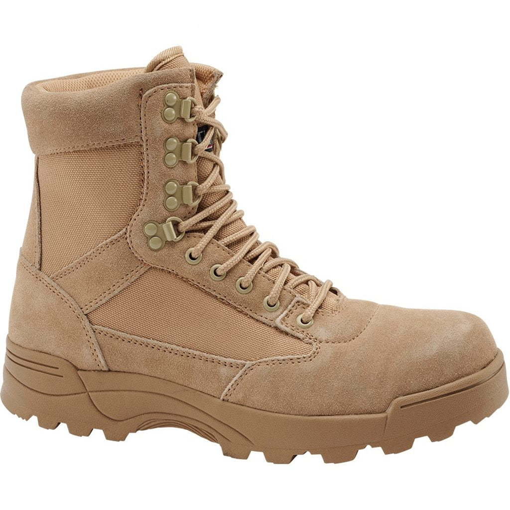 Botas tácticas TACTICAL 9 ojales color camel, cuero y nylon, suela de goma antideslizante, Thinsulate
