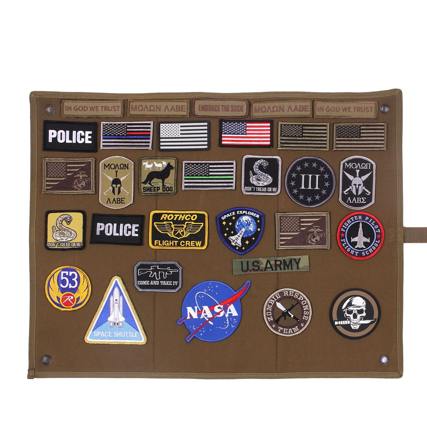 Pizarra enrollable para parches con velcro y ojales metálicos, 63,5 x 47 cm