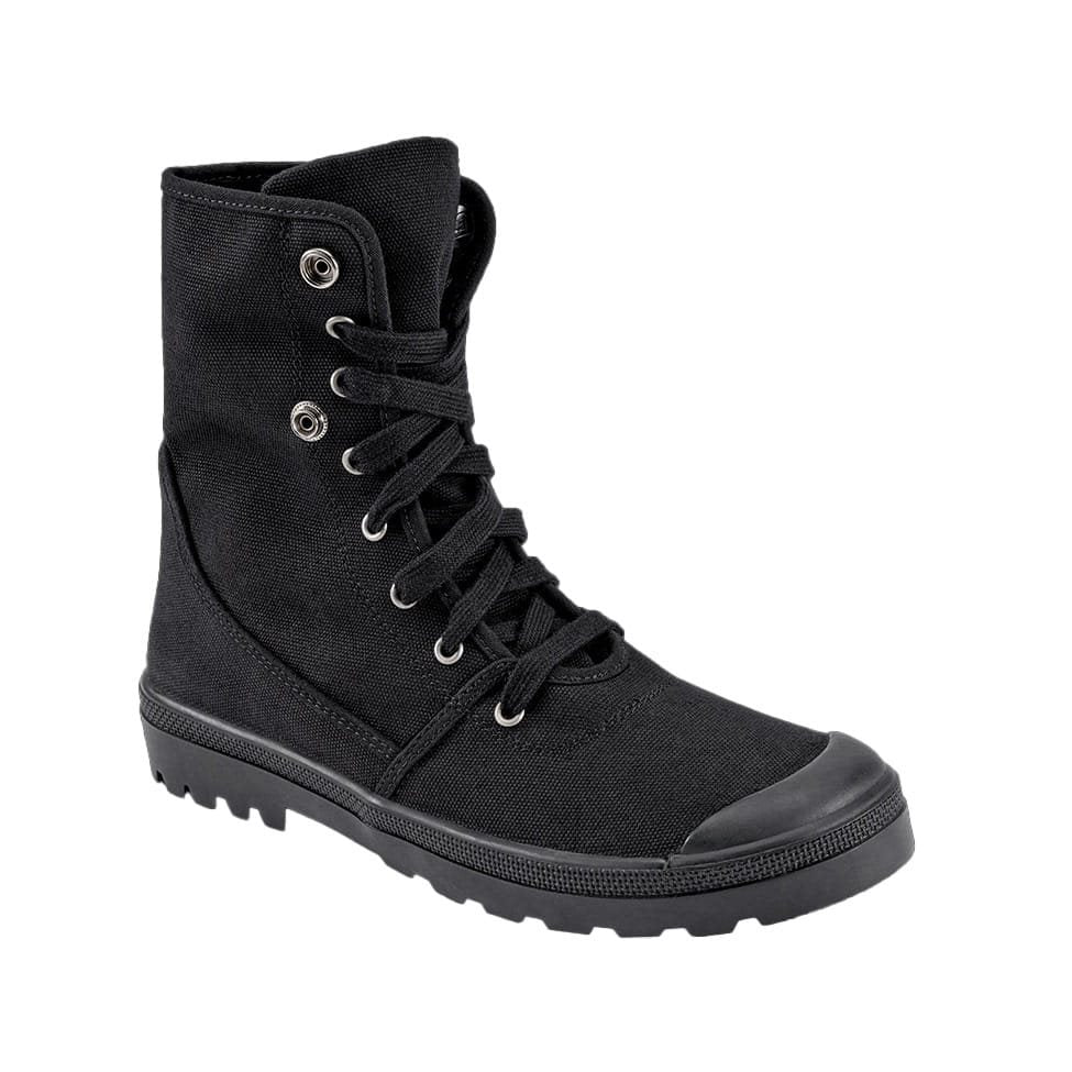 Zapatillas Military Sneaker negras de lona, parte superior 100% algodon
