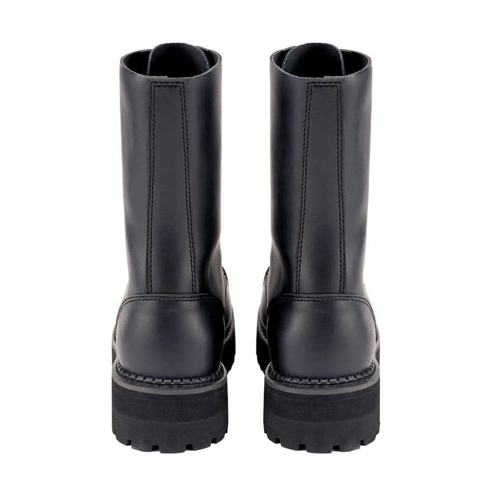 Botas PHANTOM negras con plataforma, cuero impermeable y 14 ojales