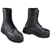 Botas PHANTOM negras con plataforma, cuero impermeable y 14 ojales