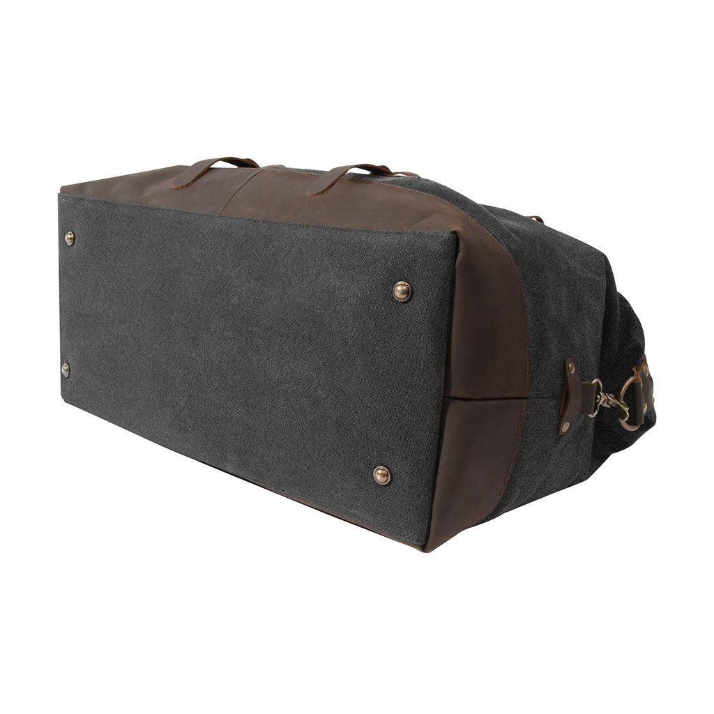 Bolsa de viaje Extended Weekender Red Plaid con cuadros rojos, asas de cuero y herrajes de latón