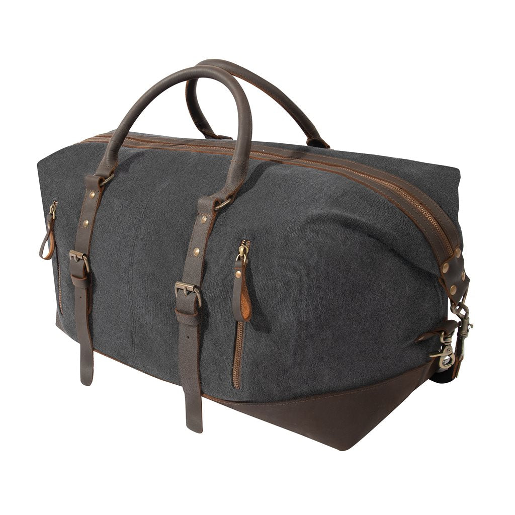Bolsa de viaje Extended Weekender Red Plaid con cuadros rojos, asas de cuero y herrajes de latón