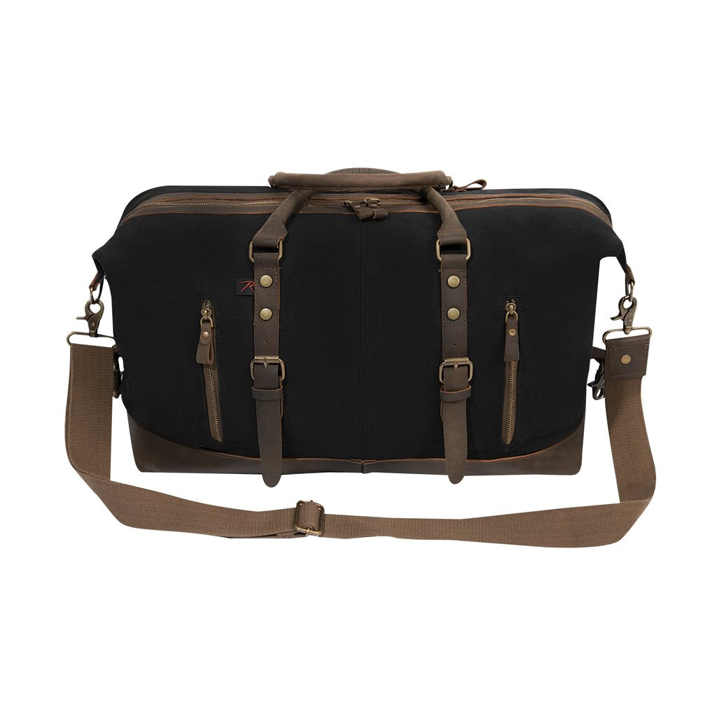 Bolsa de viaje Extended Weekender Red Plaid con cuadros rojos, asas de cuero y herrajes de latón