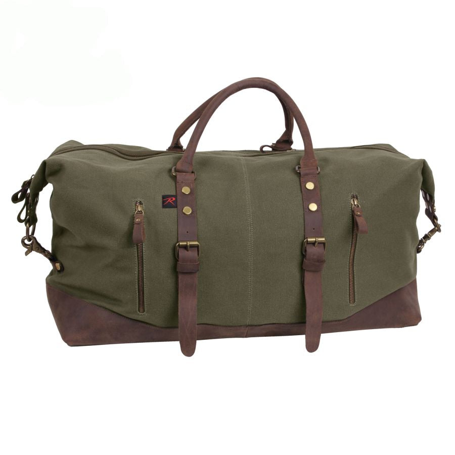 Bolsa de viaje Extended Weekender Red Plaid con cuadros rojos, asas de cuero y herrajes de latón
