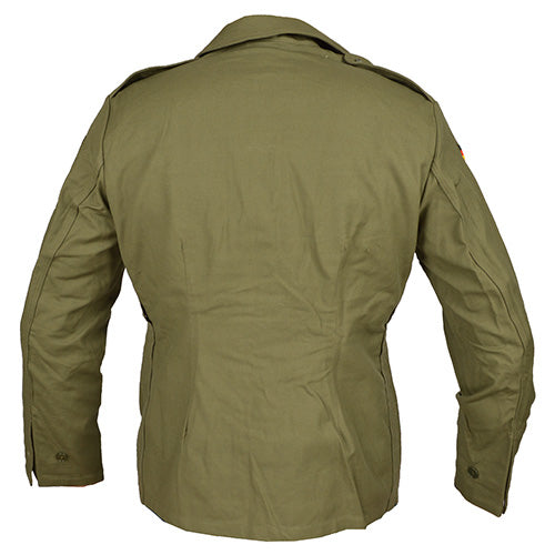 Chaqueta BW moleskin verde, modelo antiguo, banderas alemanas en hombros y bolsillos con solapa