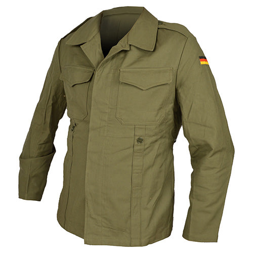 Chaqueta BW moleskin verde, modelo antiguo, banderas alemanas en hombros y bolsillos con solapa