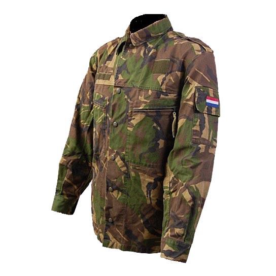 Chaqueta militar holandesa DPM usada, camuflada, con bolsillos frontales y bolsillo en manga