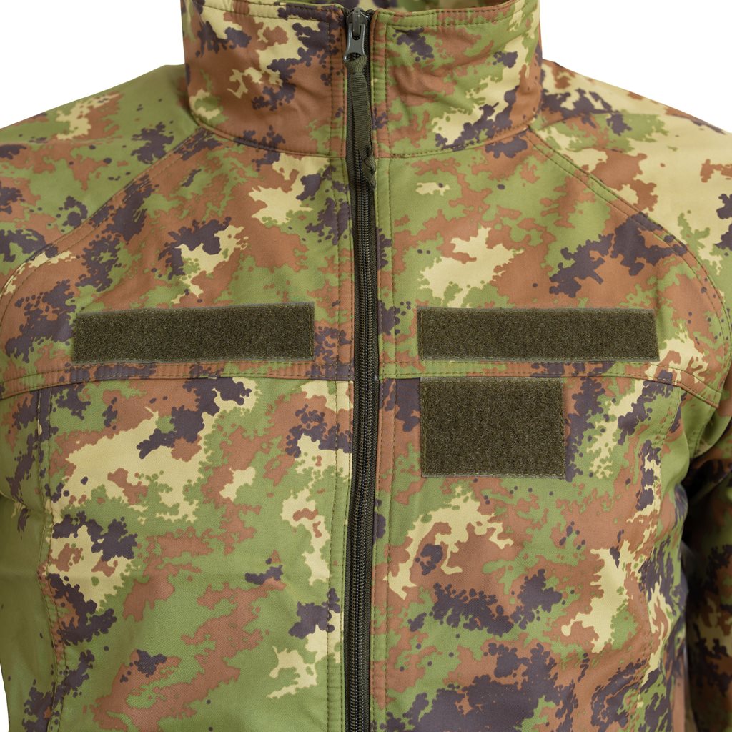 Chaqueta softshell italiana original con cremallera bidireccional y tres bolsillos