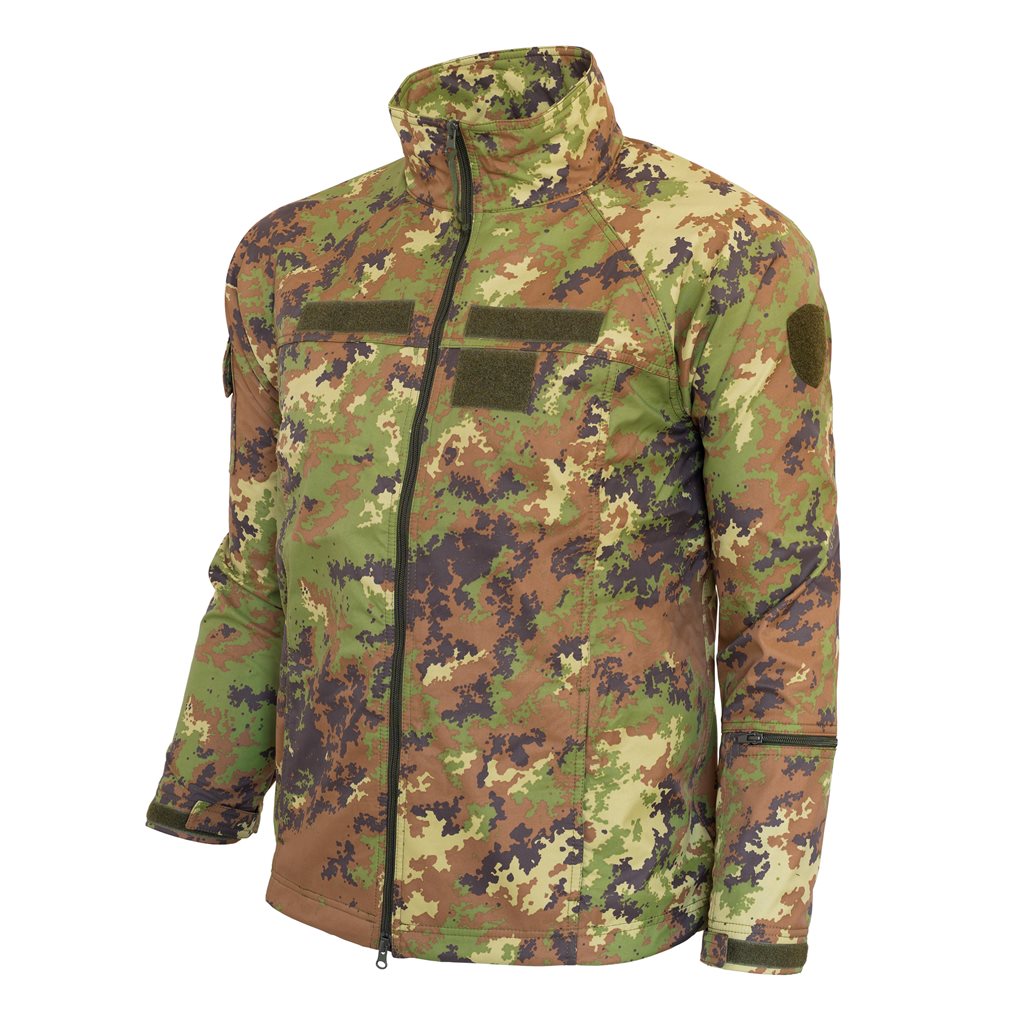 Chaqueta softshell italiana original con cremallera bidireccional y tres bolsillos