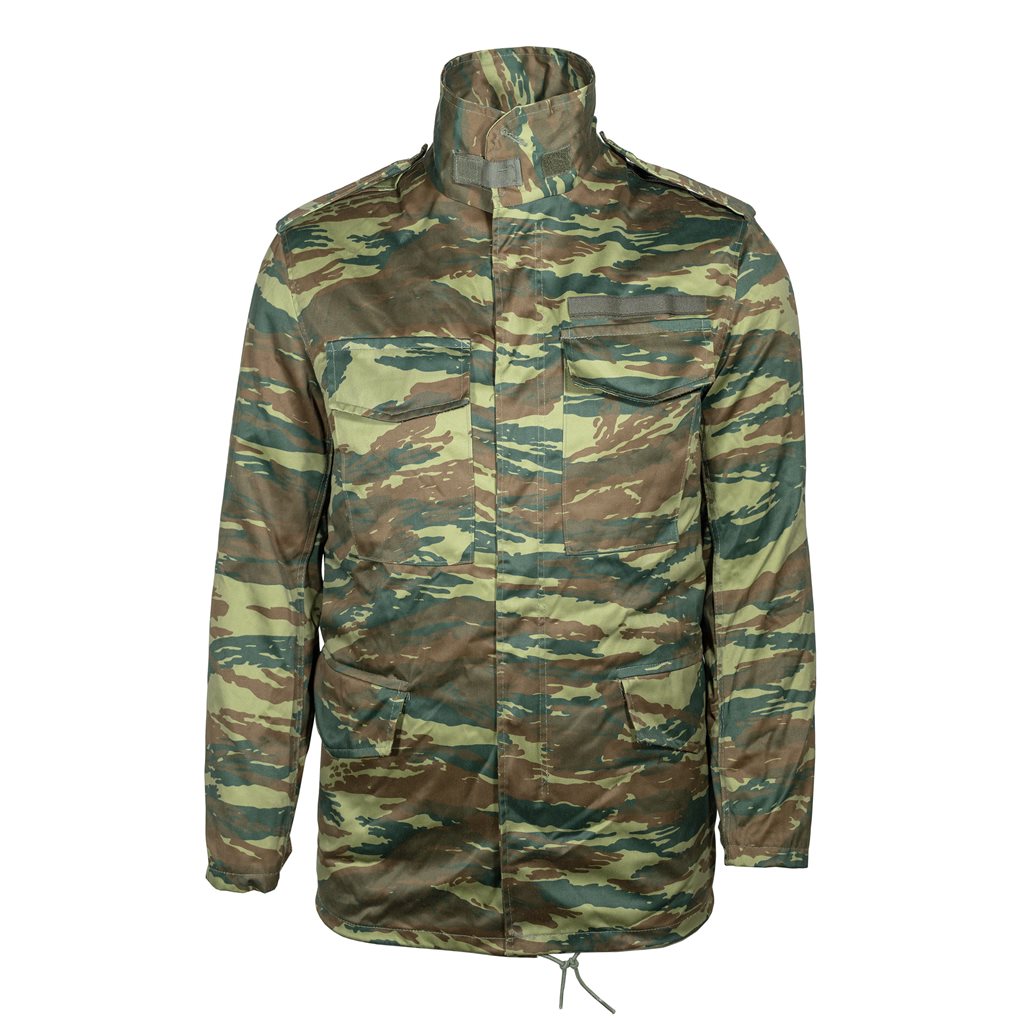 Parka M65 griega Izard Camo usada, vista frontal