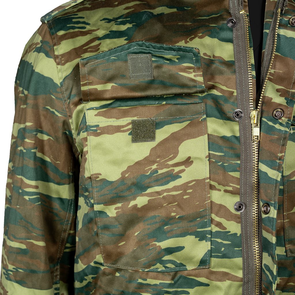 Parka M65 griega Izard Camo usada, vista frontal