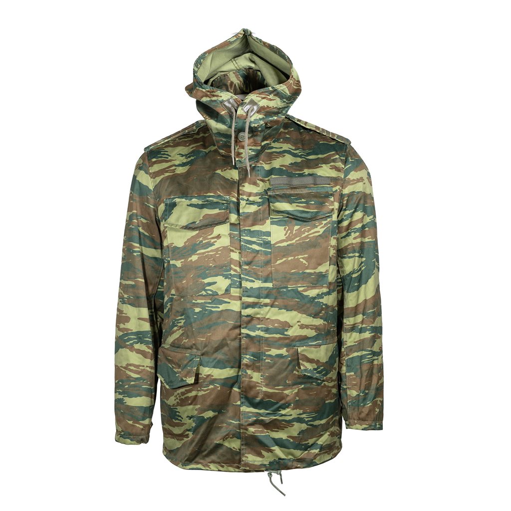 Parka M65 griega Izard Camo usada, vista frontal