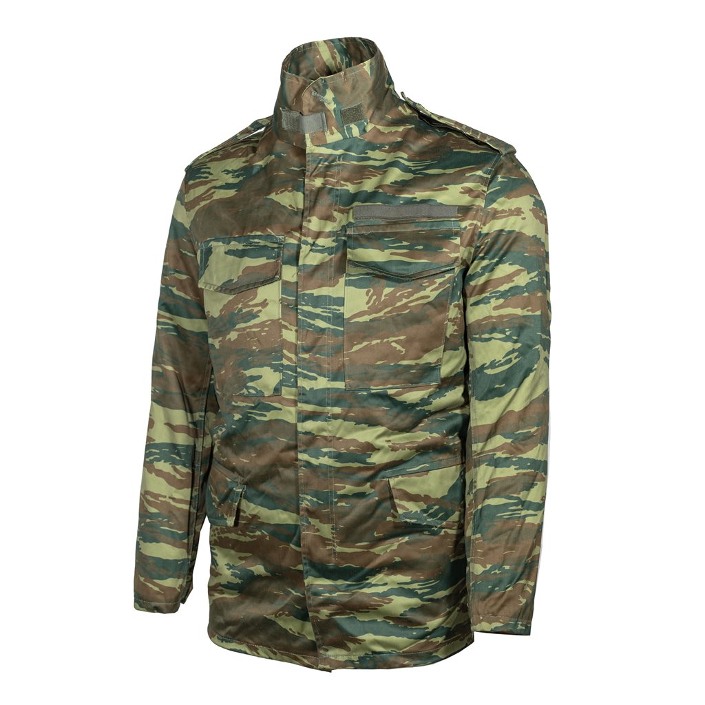 Parka M65 griega Izard Camo usada, vista frontal