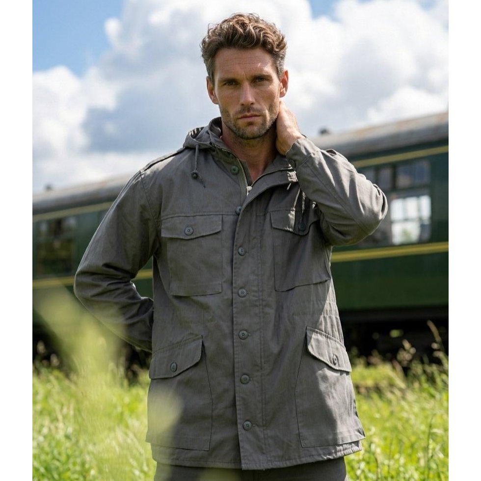 Parka larga austriaca gris, estilo militar, referencia 91038808