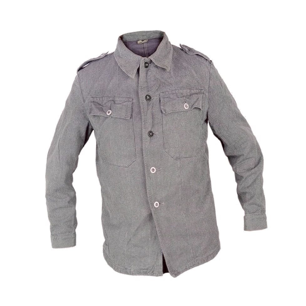 Camisa laboral militar suiza DENIM gris/verde usada