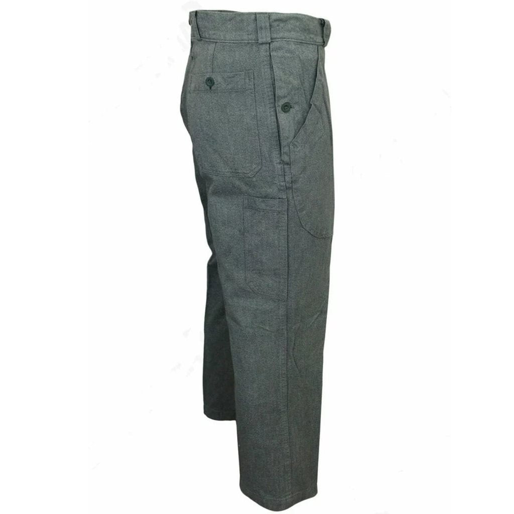 Pantalones de trabajo suizos denim grises, usados, 100 % algodón