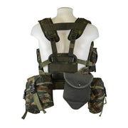 Chaleco chest rig griego LIZARD CAMO con funda para pala verde, ligeramente usado