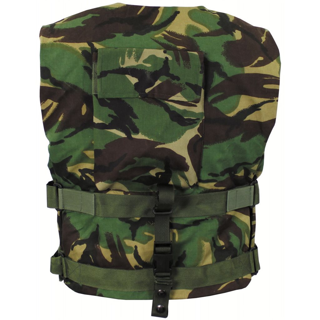 Chaleco británico FLAK de entrenamiento en camuflaje DPM, usado y sin relleno