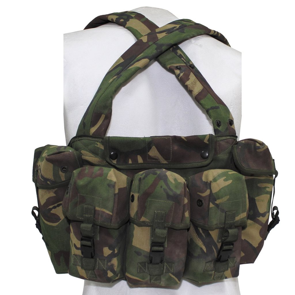 Chaleco CHEST RIG británico en camuflaje DPM con 5 fundas - usado