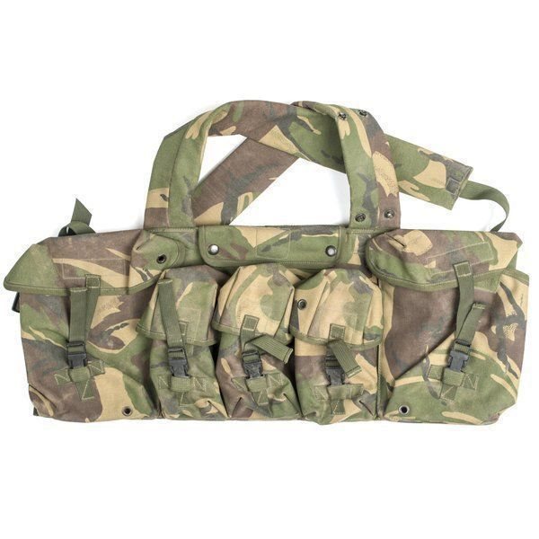 Chaleco CHEST RIG británico en camuflaje DPM con 5 fundas - usado