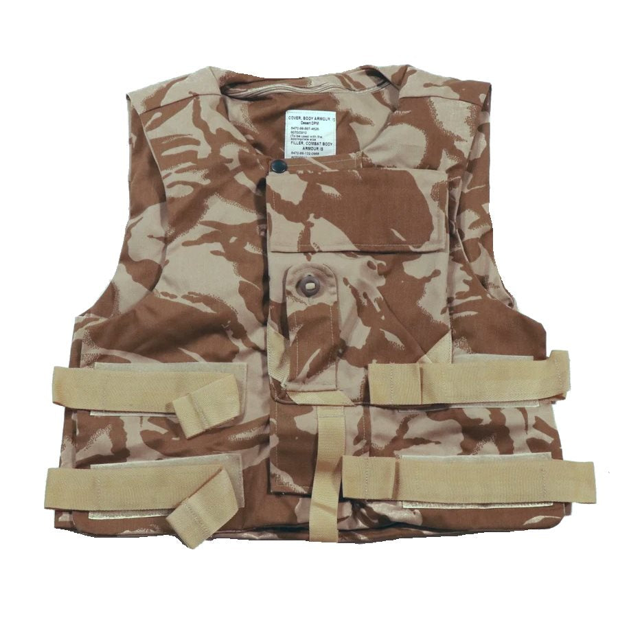 Chaleco británico FLAK de entrenamiento en camuflaje DPM Desert, usado