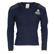 Suéter británico COMMANDO azul navy usado con parche Police