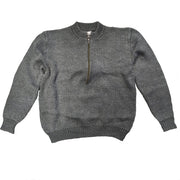 Jersey de lana militar suizo gris 3/4 con cremallera, usado