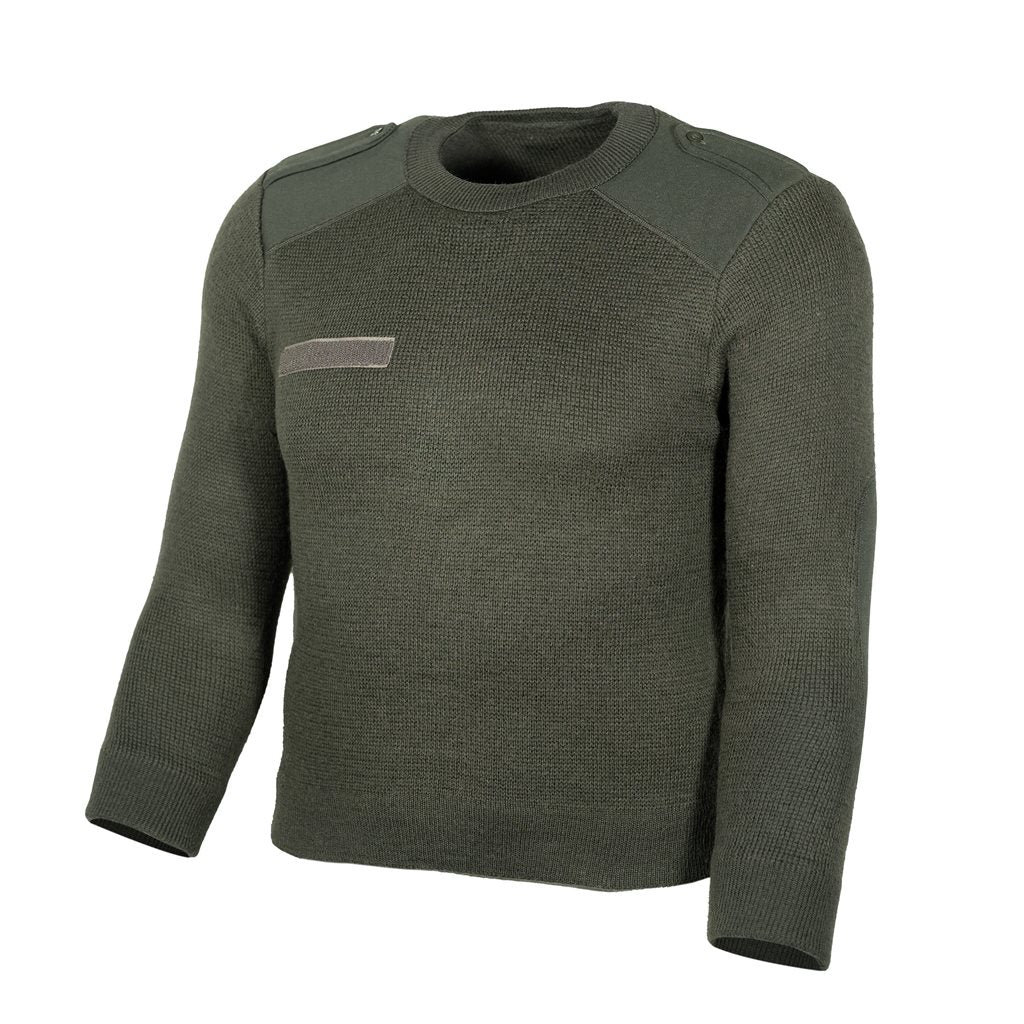 Jersey militar verde COMANDO de la armada francesa, usado, con refuerzos en codos y hombreras