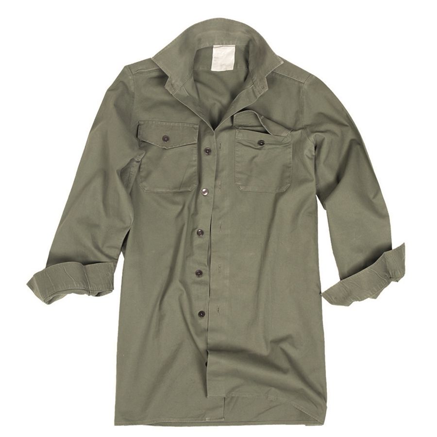 Camisa militar británica verde de manga larga, 65% algodón 35% poliéster, nueva