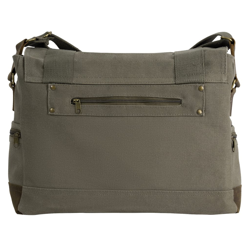 Bolso bandolera vintage B-15 verde en algodón de pesada gramaje 36x28x14 cm