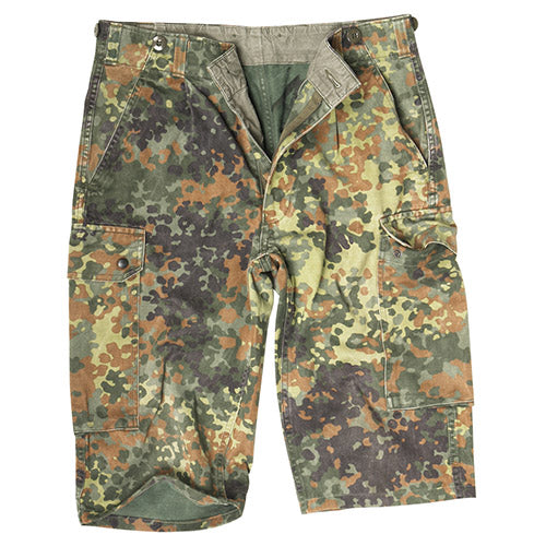 Bermudas BW Flecktarn usadas con bolsillos y costuras reforzadas