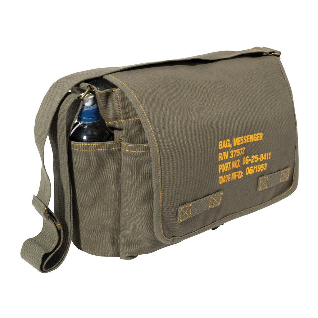 Bolso bandolera Classic Messenger negro de lona ROTHCO vista frontal