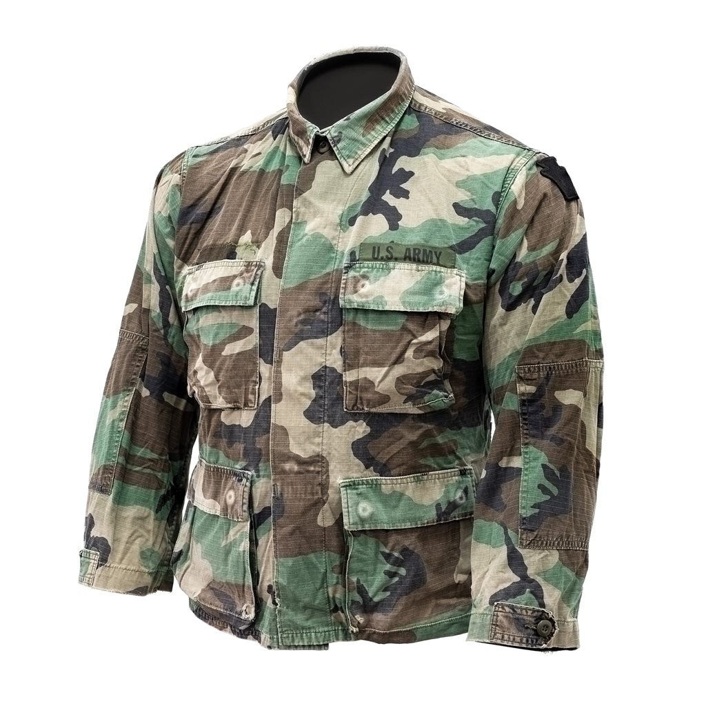 Blusa US tipo BDU Woodland rip-stop usada en camuflaje
