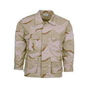 Blusa US tipo BDU original en kepr, usada, con cuatro bolsillos frontales y codos reforzados
