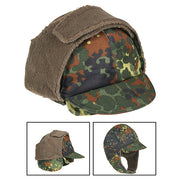 Gorro BW de invierno con visera Flecktarn usado que protege orejas y cuello