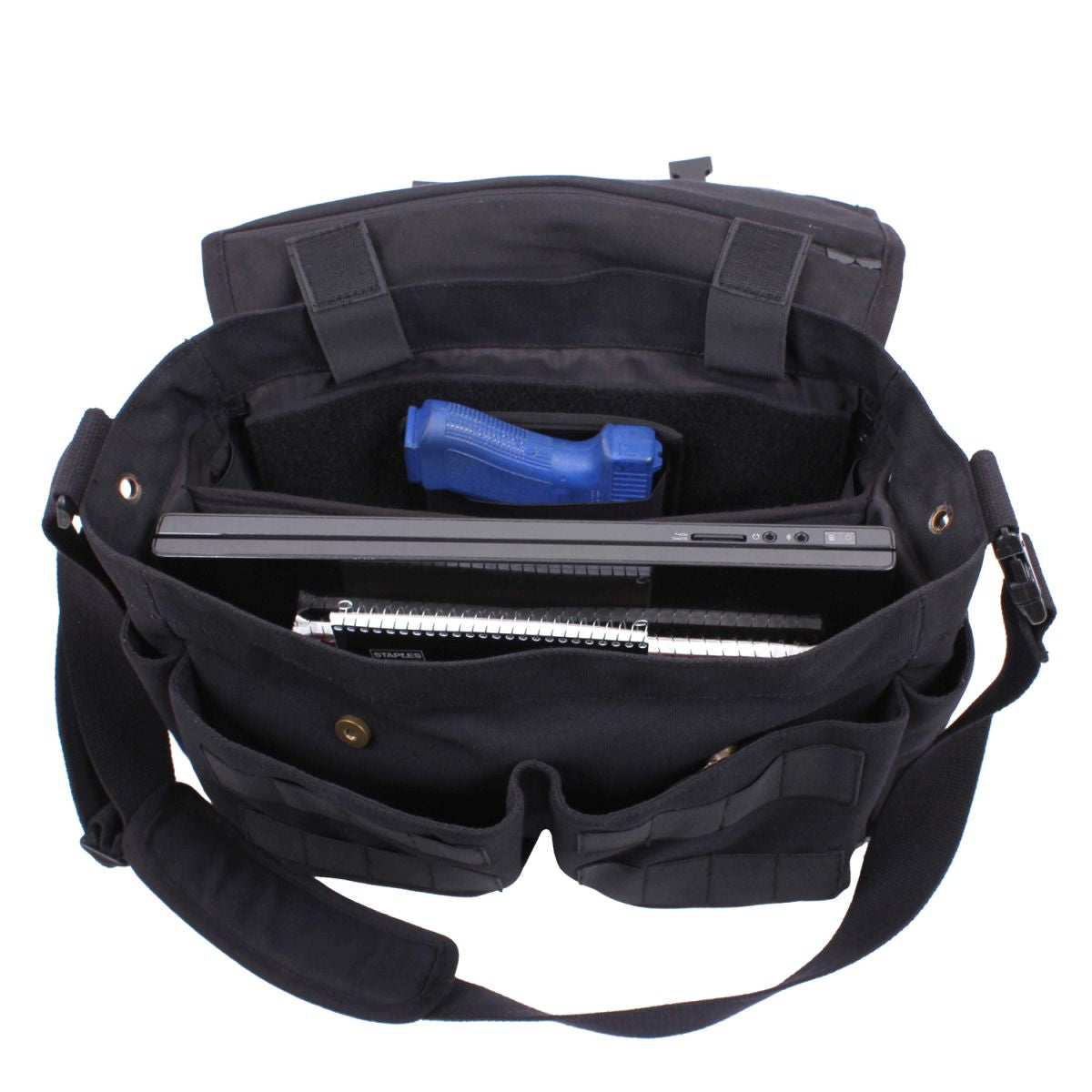 Bolso bandolera CONCEALED CARRY de lona negra ROTHCO con bolsillo con velcro para porte oculto