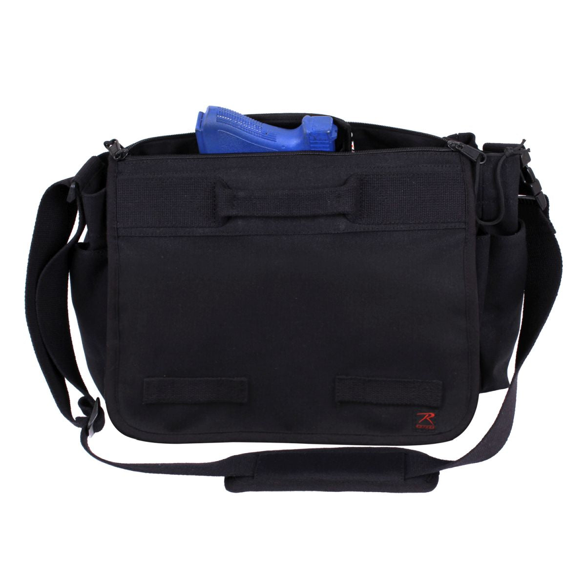Bolso bandolera CONCEALED CARRY de lona negra ROTHCO con bolsillo con velcro para porte oculto