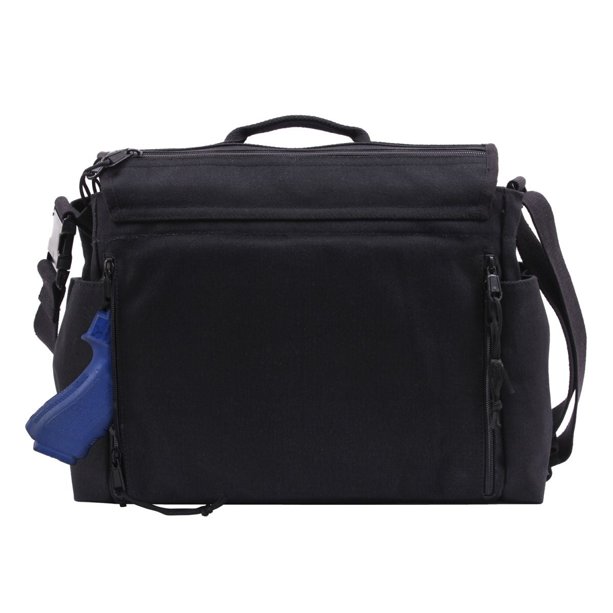 Bolso bandolera CONCEALED CARRY de lona negra ROTHCO con bolsillo con velcro para porte oculto