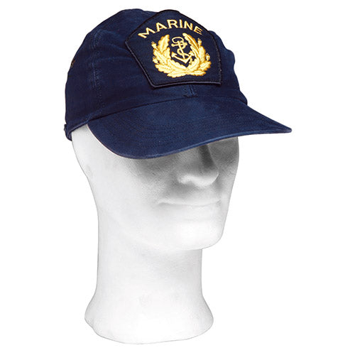 Gorro BW MARINE con emblema dorado bordado 'ancla con hojas'