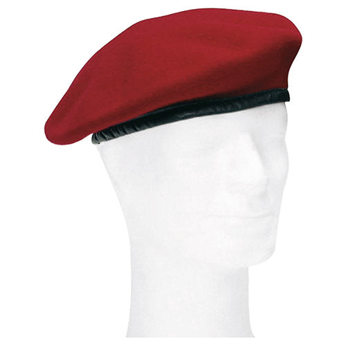 Boina Bundeswehr borgoña usada con ribete de cuero (Baret BW 91240213)