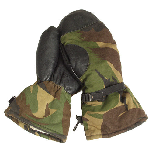 Guantes holandeses pulgar DPM forrados usados con refuerzos de cuero