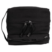 Bolsa de higiene de viaje negra con un bolsillo grande y uno pequeño con cremallera
