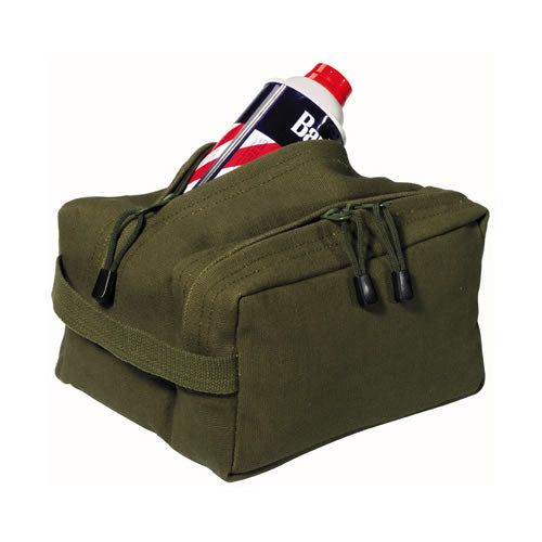 Bolsa de higiene de viaje negra con un bolsillo grande y uno pequeño con cremallera