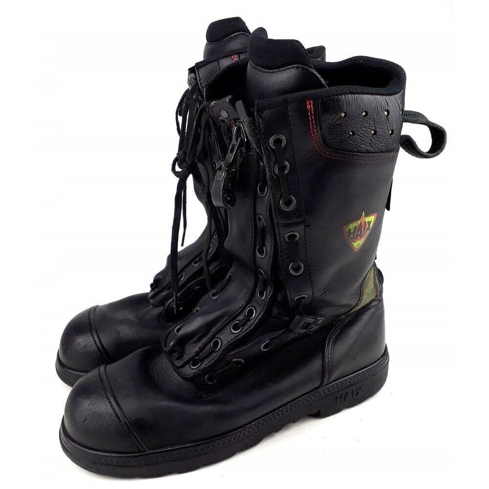 Botas de bombero FIRE FLASH usadas, con cordones y caña alta