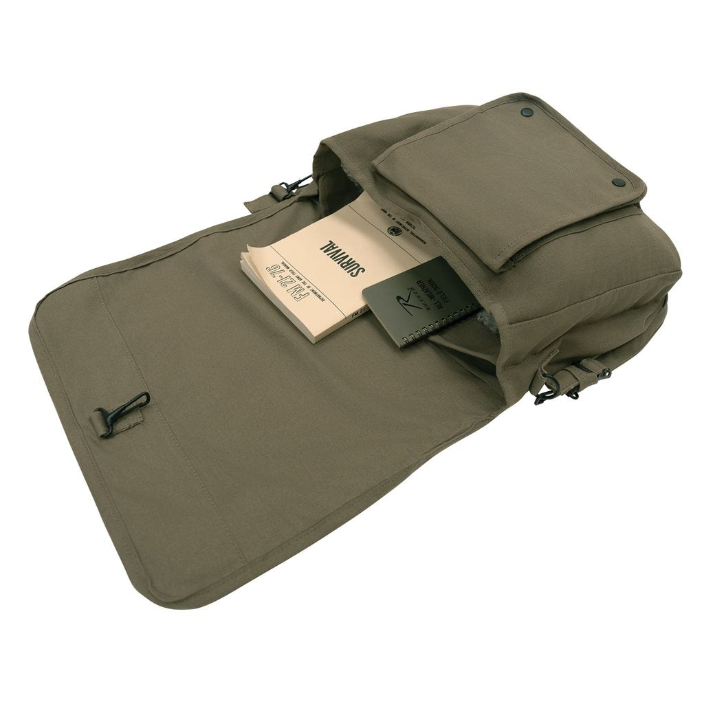Bolsa bandolera PARATROOPER Red Star verde de lona de algodón resistente, ideal para documentos y libros